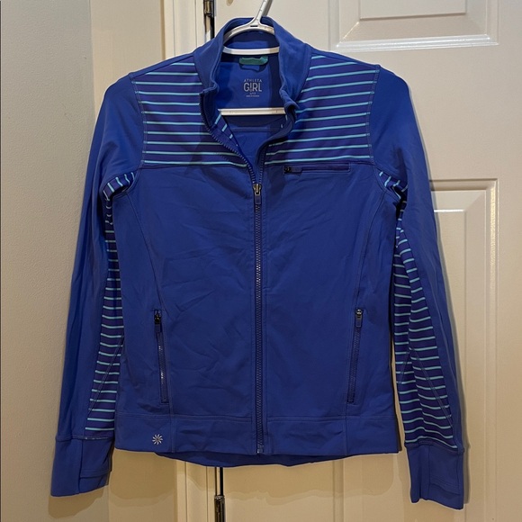 Athleta Jackets & Blazers - Athleta Girl Periwinkle and Aqua Striped Jacket